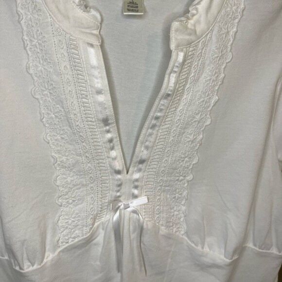 Ann Taylor Loft White Peasant Style Top Size Large - Picture 4 of 4